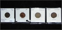 4 Indian Cents 1859, 1864-2, 1883, 1909 VG-AU.