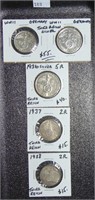 Nazi Germany 1930, 36, 37, 38, 39 5 Mark Silver.