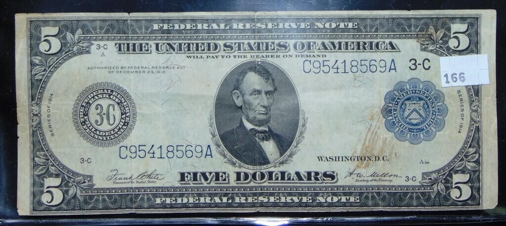 Series 1914 $5 Federal Reserve Note, Phila..