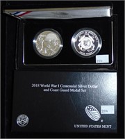 2018 WWI Centennial Silver Dollar & Coast Guard