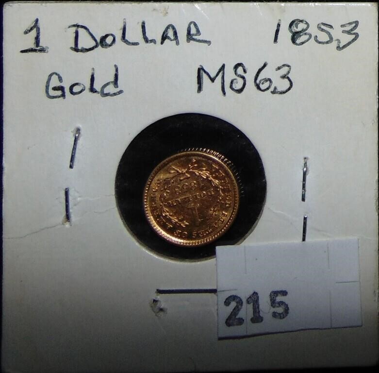1853 $1 Gold, Liberty Head MS.