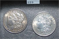 1886, 1890 Morgan Dollars (cleaned) VF, VF.