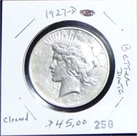 1927-D Peace Dollar G-VG (cleaned).