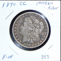 1890CC Morgan Dollar F-VF.