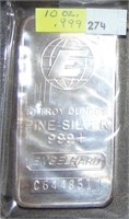 10 Troy Oz. .999 Silver Engelhard Bar.