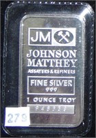 Johnson Matthey 1 Oz. Silver Bar .999