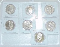 7 Eisenhower Dollars: 1972, 72, 76, 76-S Clad Proo