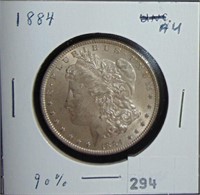 1884 Morgan Dollar AU.