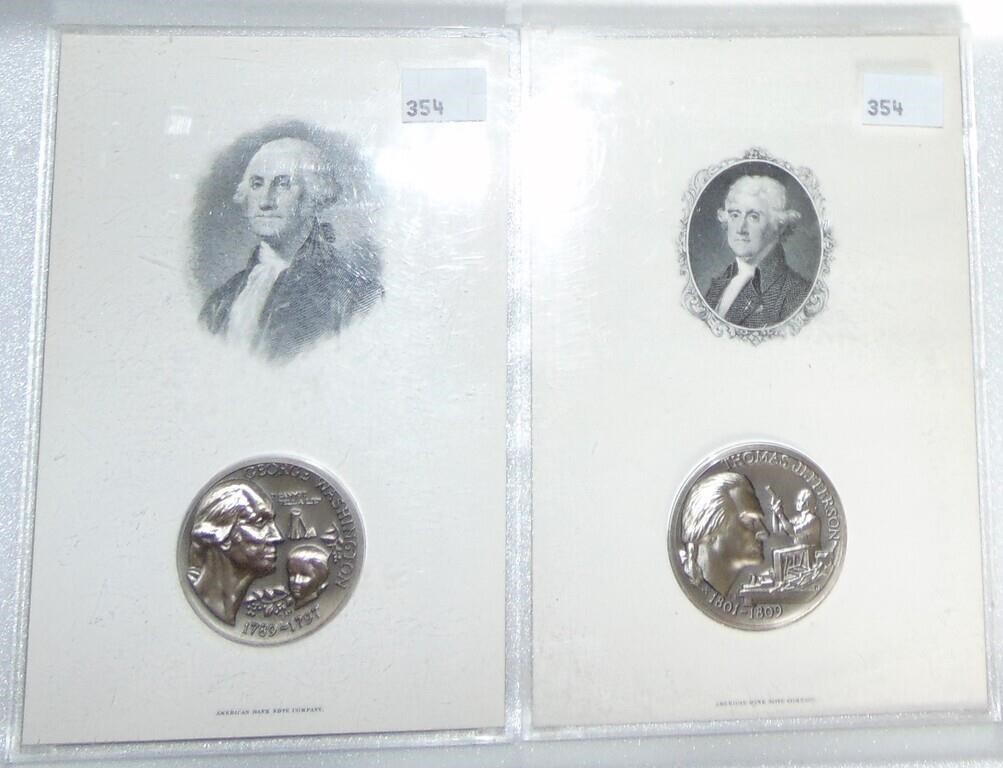 2 1972 Presidential Medallions: Washington, Jeffer