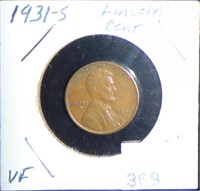 1931-S Lincoln Cent VF (key date).