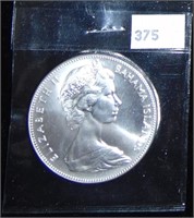 1970 Bahamas $5 .925 Sterling Silver BU 1.25 Troy