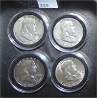 1962, 1962-D, 1963-D, 1949-S Franklin Half Dollars