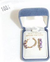 10k Yellow Gold Amethyst Earrings.