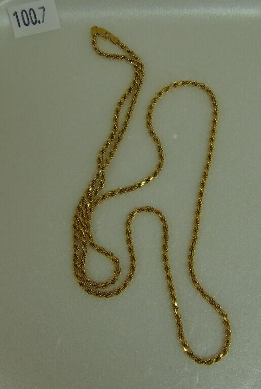 14k Rope Necklace 30" Long (weight 25 grams).