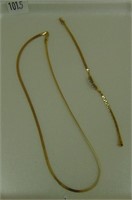 14k Herringbone Necklace & 14k Bracelet