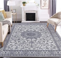 9x12 Persian Floral Area Rug, Grey Blue