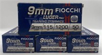 (OO) FIOCCHI 9mm Luger FMJ Cartridges,