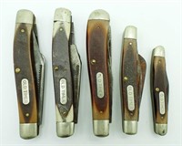 (5) Vintage Schrade Old Timer Folding PocketKnives