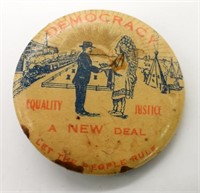 DEMOCRACY EQUALITY JUSTICE A NEW DEAL PIN