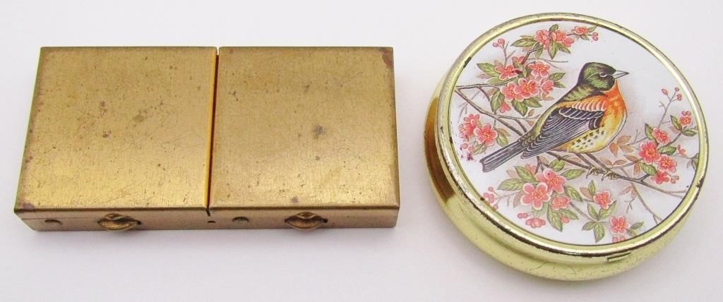 2 Vintage Pill Boxes; Double British Pill Box &
