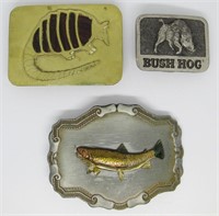 SET OF 3 VINTAGE BELT BUCKLES W/ ANIMAL THEME