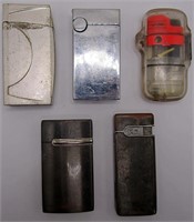 (5) BUTANE VINTAGE LIGHTERS - REFILLABLE