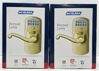 (CX) Schlage Brass Keypad Entry Levers #FE595