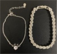 Silver Chain Bracelets 2 Piece