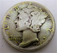 1918-D Mercury Silver Dime