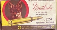 20 Rounds 224 Weatherby 55 GRAIN ULT