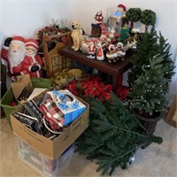 LARGE LOT OF CHRISTMAS DECORATIONS & TREE