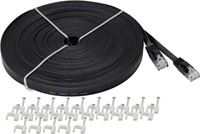 NEW 65ft Black Cat6 Male Flat Ethernet Patch Cable