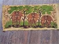 Elephants. Signed Painted Linen