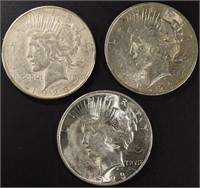 (3) 1923 PEACE DOLLARS CIR