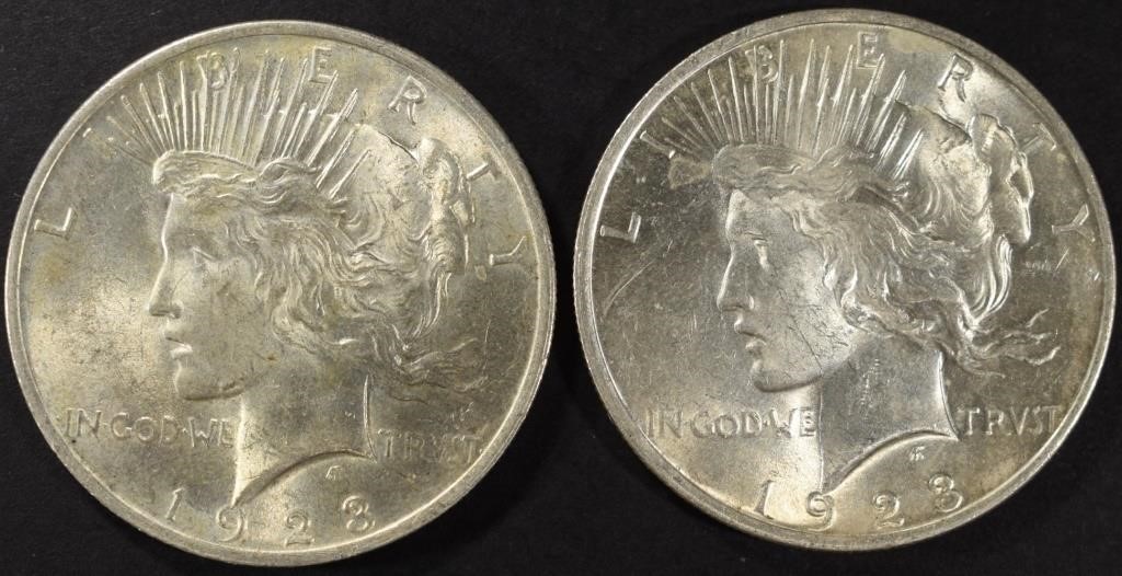 (2) 1923 PEACE DOLLARS CIR