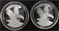 (2) 1 OZ .999 SILVER LIBERTY FREEDOM ROUNDS