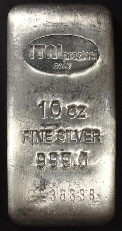 (1) 10 OZ .999 SILVER ITALPREZIOSI BAR