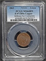 1863 MILLIONS FOR CONTRACTORS PCGS MS-64 BN