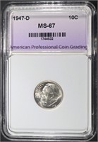 1947-D ROOSEVELT DIME APCG SUPERB GEM BU