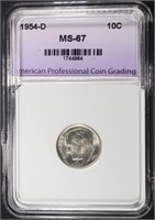 1954-D ROOSEVELT DIME APCG SUPERB GEM BU