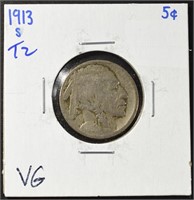 1913-S T-2 BUFFALO NICKEL VG