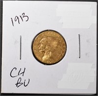 1913 $2.5 GOLD INDIAN CH BU