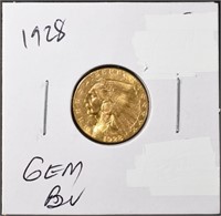 1928 $2.5 GOLD INDIAN GEM BU