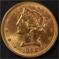 1898 $5 GOLD LIBERTY CH/GEM BU