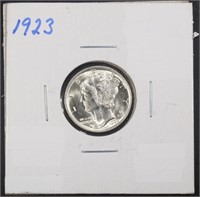 1923 MERCURY DIME GEM BU