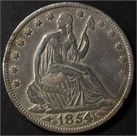 1854 SEATED LIBERTY HALF DOLLAR XF/AU