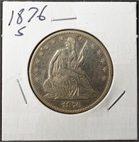 1876-S SEATED LIBERTY HALF DOLLAR AU