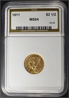 1911 $2.5 INDIAN GOLD NGS CH/GEM BU