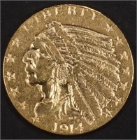 1914 $2.5 INDIAN GOLD COIN CH BU