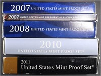 2007-08 & 2010-11 US PROOF SETS
